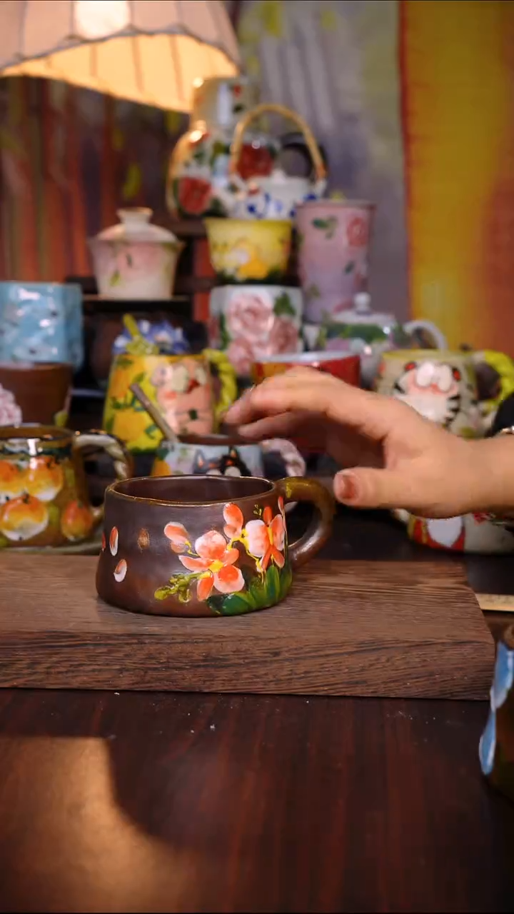杯子陶泥垚手作 景德镇手工手绘陶瓷器物