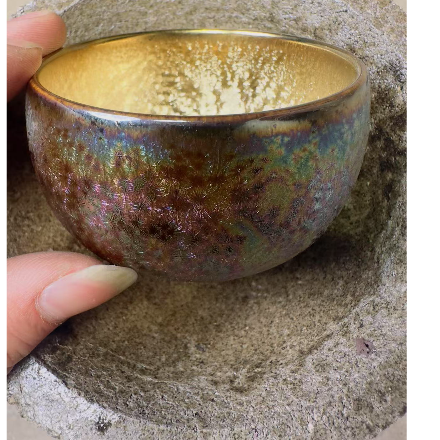 纯手工 茶器主人杯  金彩人生