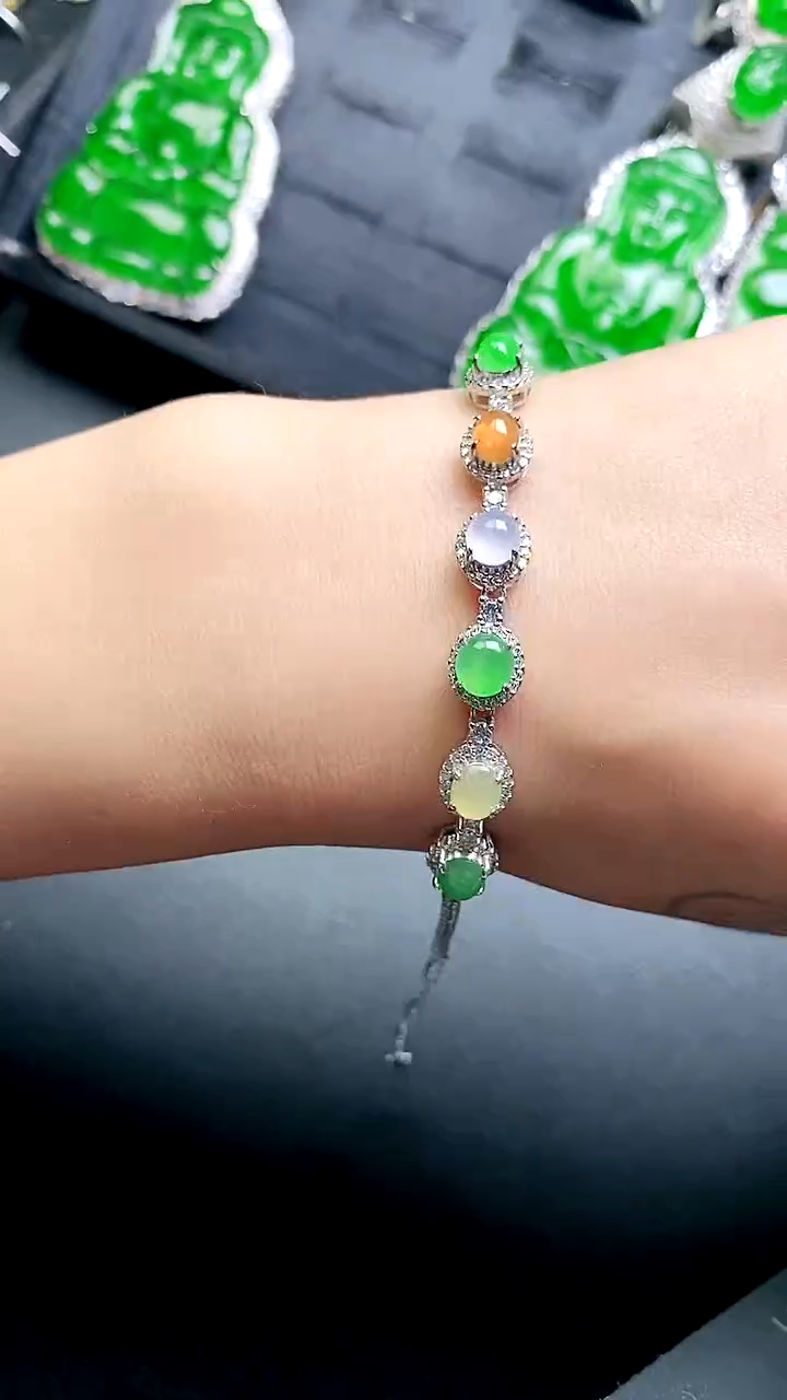 【闪购商品】翡翠手链银S925镶嵌手链