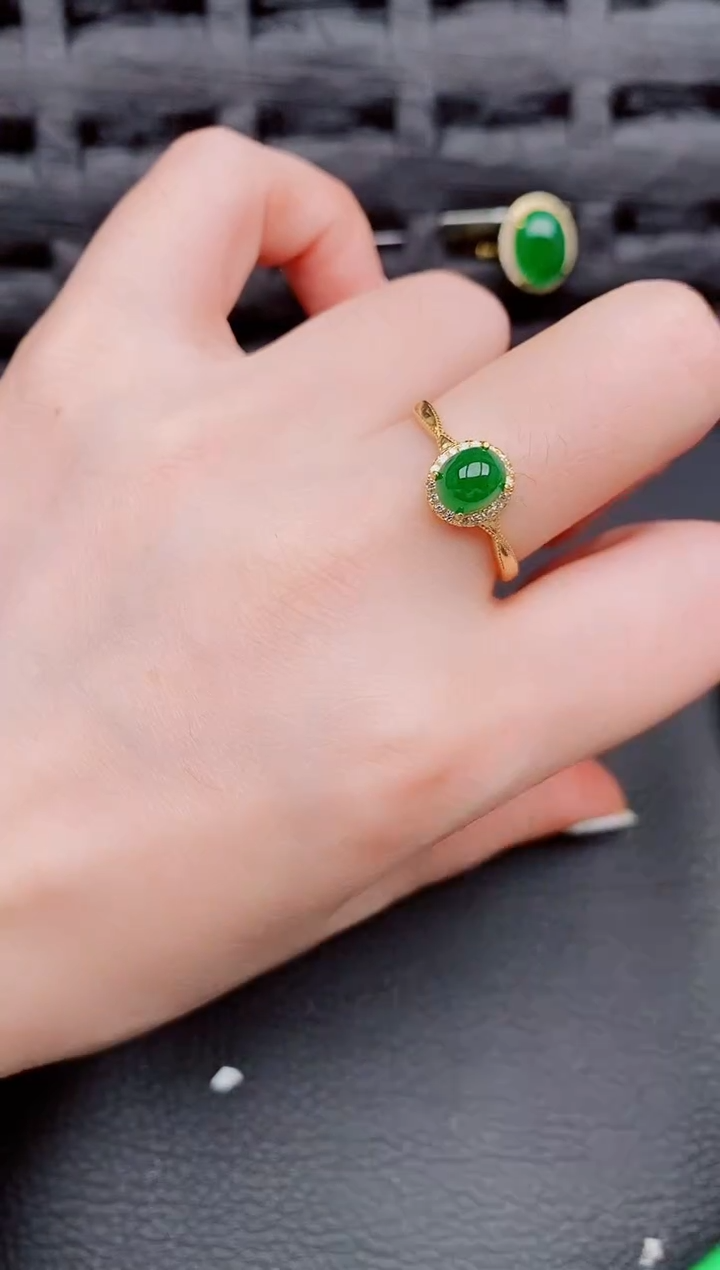 【闪购商品】翡翠戒指银S925镶嵌天然a货翡翠459