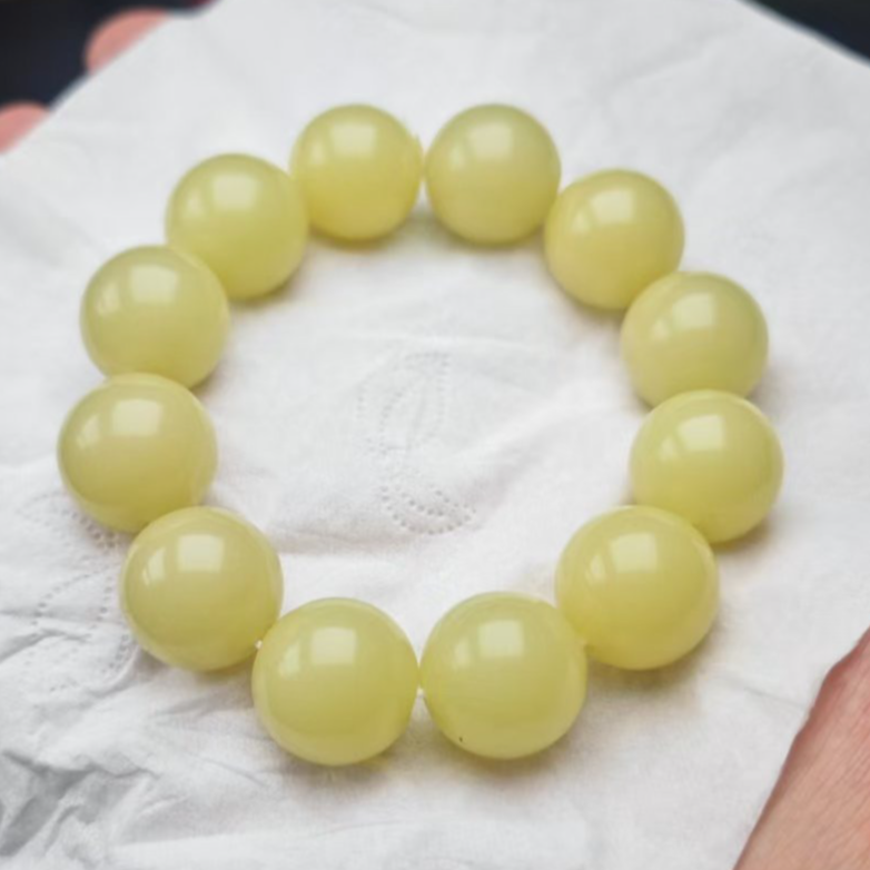 新疆若羌黄口圆珠单圈男款玉手串