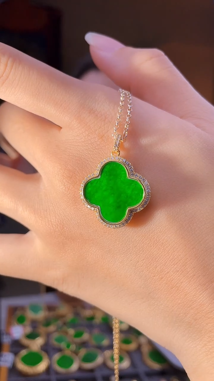 【闪购商品】翡翠吊坠(不含链)银S925镶嵌多样性发缅甸翡翠A货