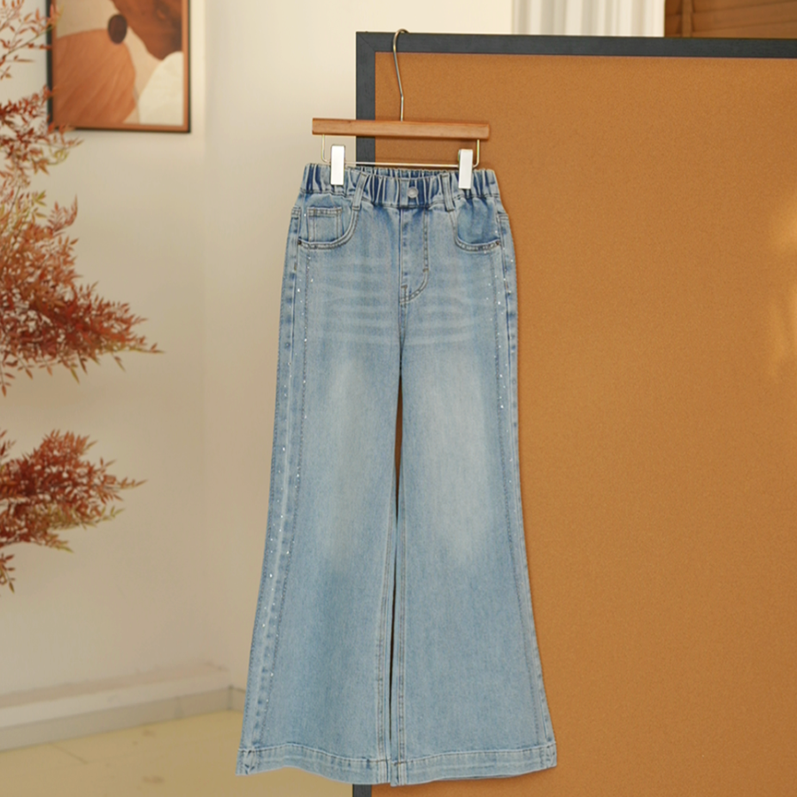 春季新款牛仔裤女大童直筒裤时尚休闲百搭长裤亲子款-MS022