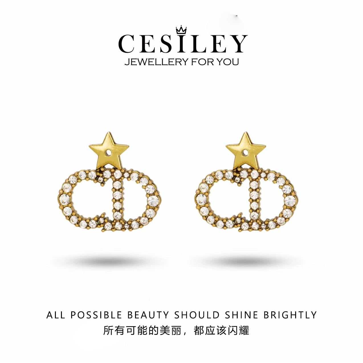 镀K金 复古猪鼻星星耳钉DTA1121