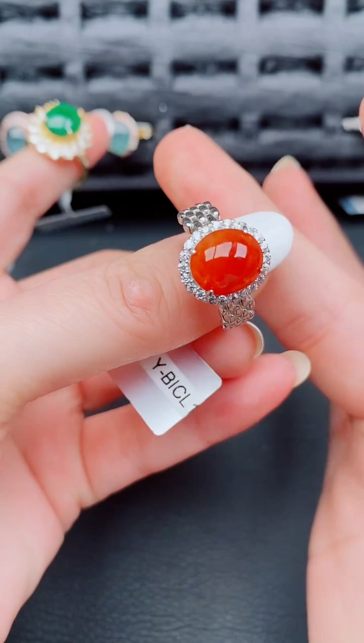 【闪购商品】翡翠戒指银S925镶嵌天然a货翡翠202