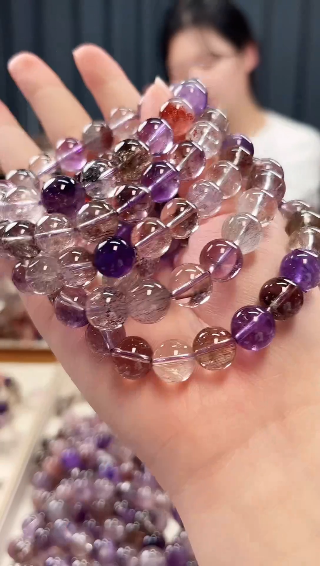 未镶嵌手串水晶黑加仑超七单圈手串10mm【多样性发一】