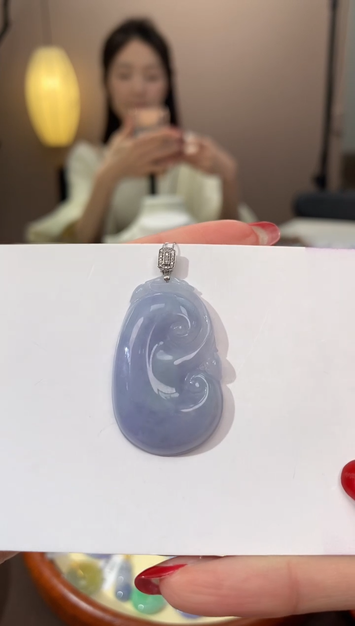 【闪购商品】翡翠颈饰18K金镶嵌天然缅甸a货翡翠