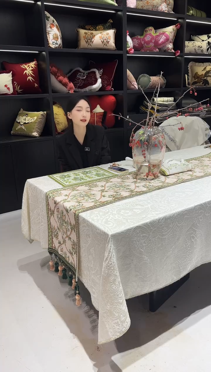 棉莉吉雅桌布定制尺寸100*260