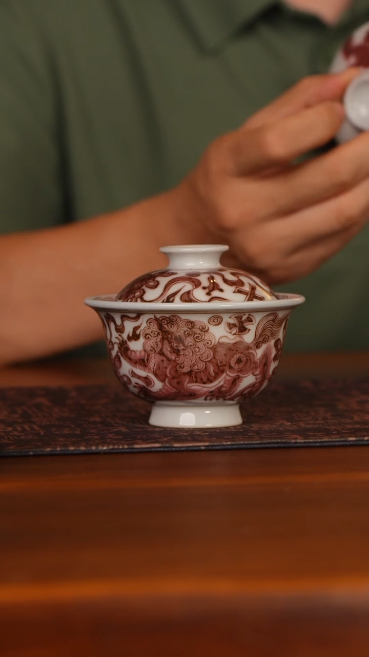 【瓷见如故】细雨幽兰狮子盖碗