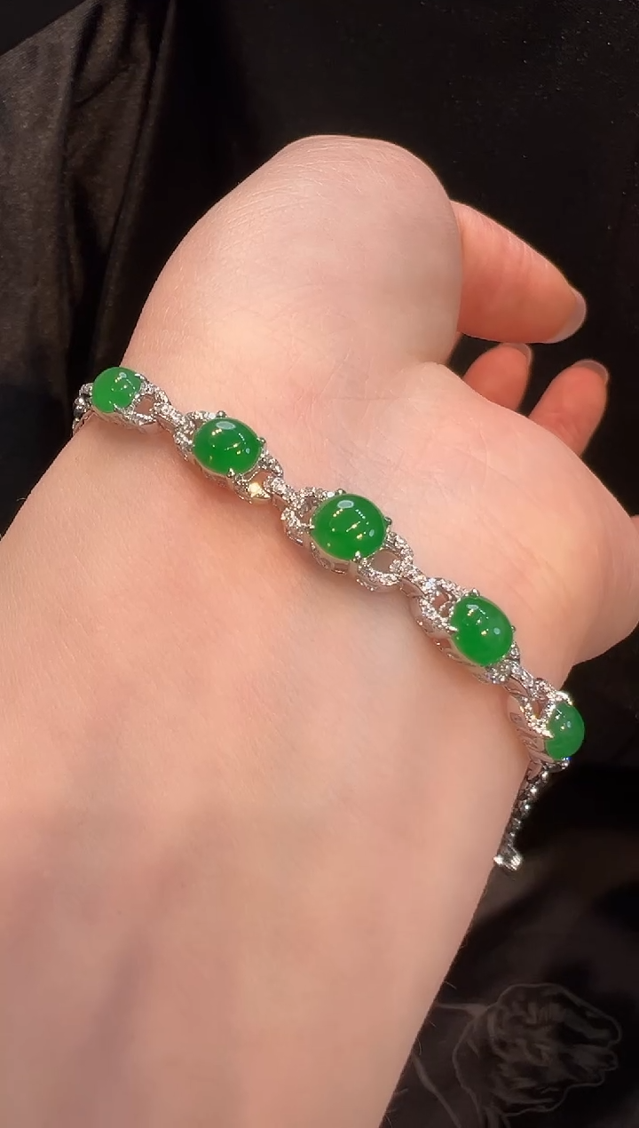 18K金镶嵌手链翡翠L6