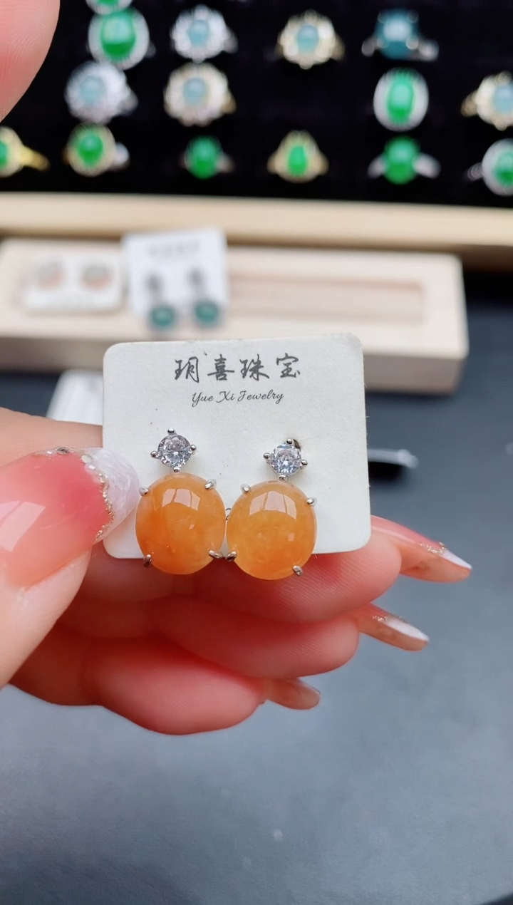 【闪购商品】翡翠耳饰银S925镶嵌321312