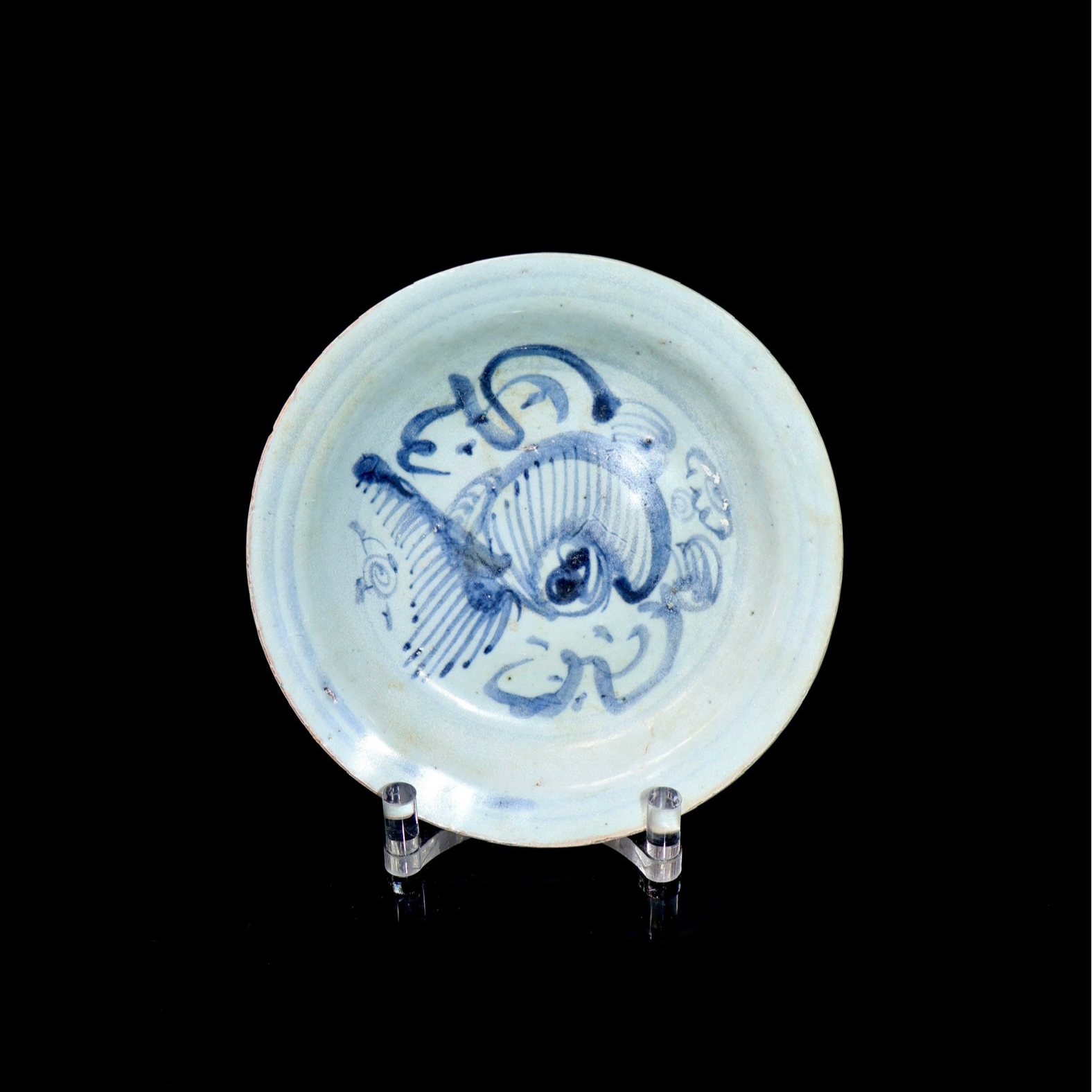 18: 明天顺青花狮子盘