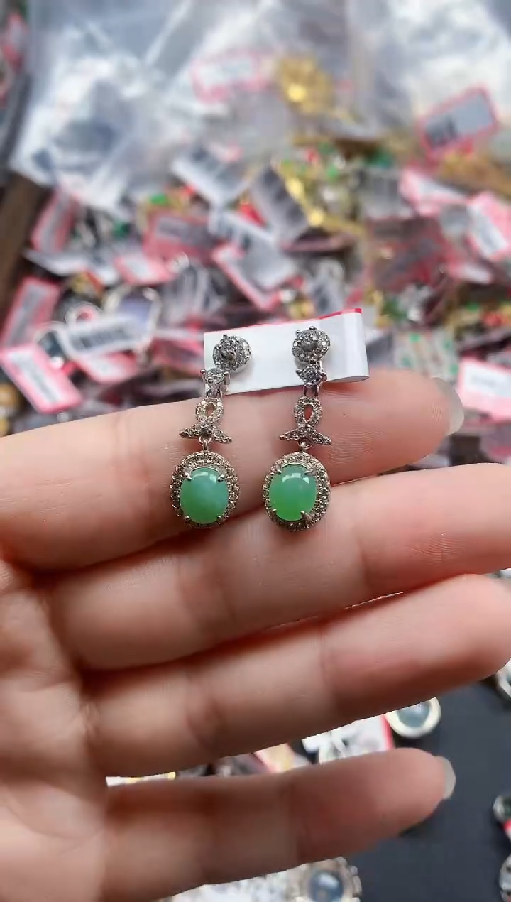 银S925镶嵌戒指翡翠天然A货缅甸翡翠