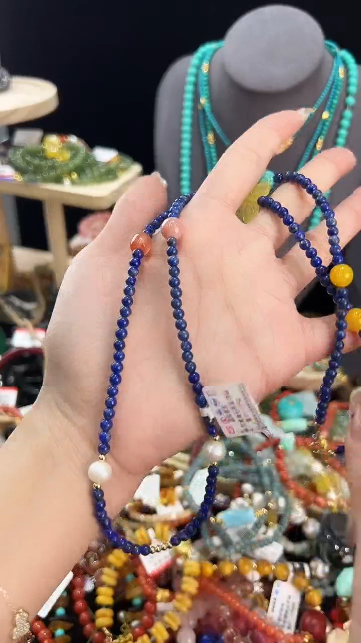 【闪购商品】青金石颈饰银S925镶嵌项链