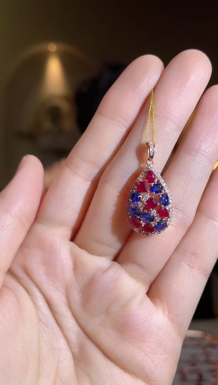 银S925镶嵌颈饰红宝石颈饰