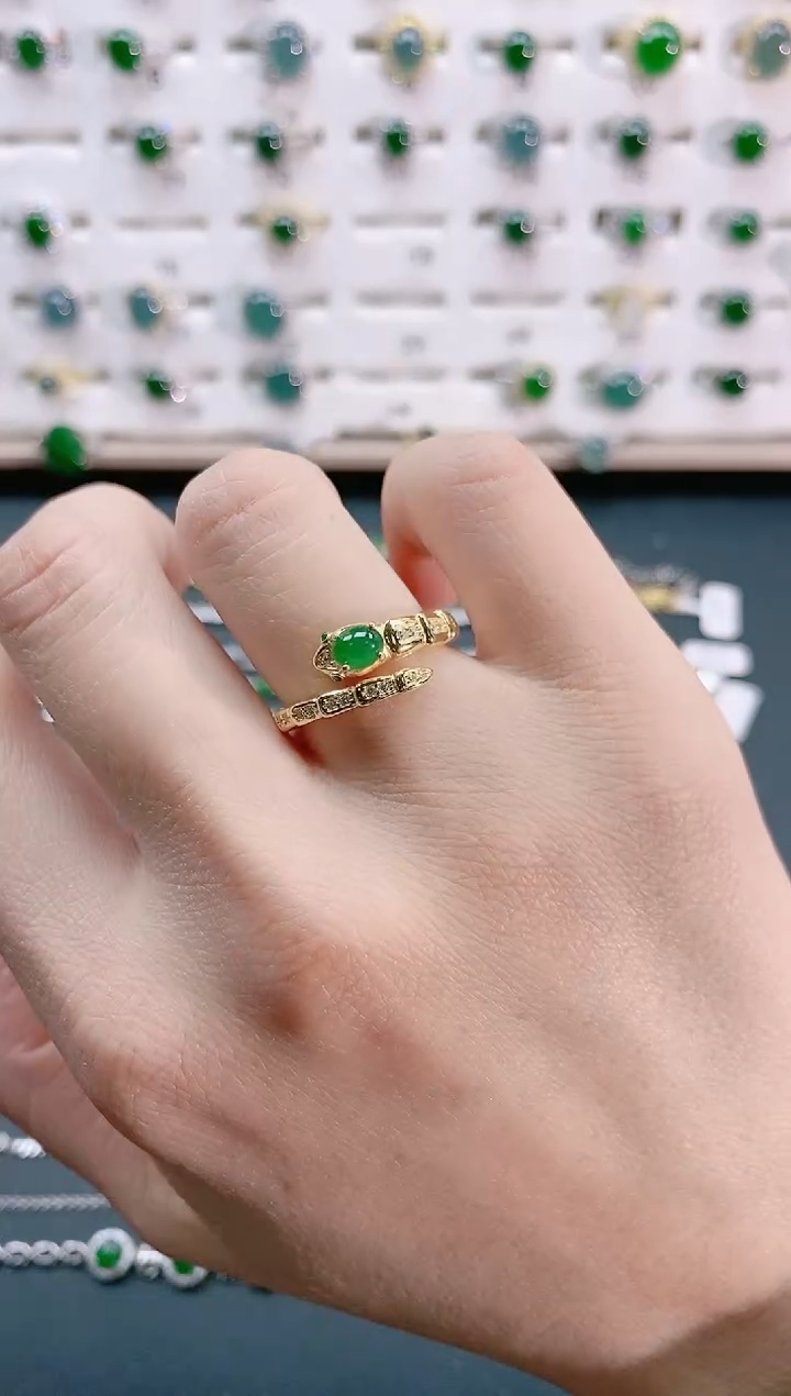 【闪购商品】翡翠戒指银S925镶嵌天然翡翠