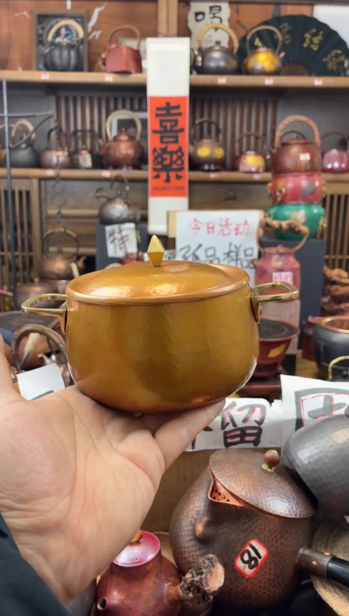 十**风包浆色双耳面包锅纯紫铜  加厚