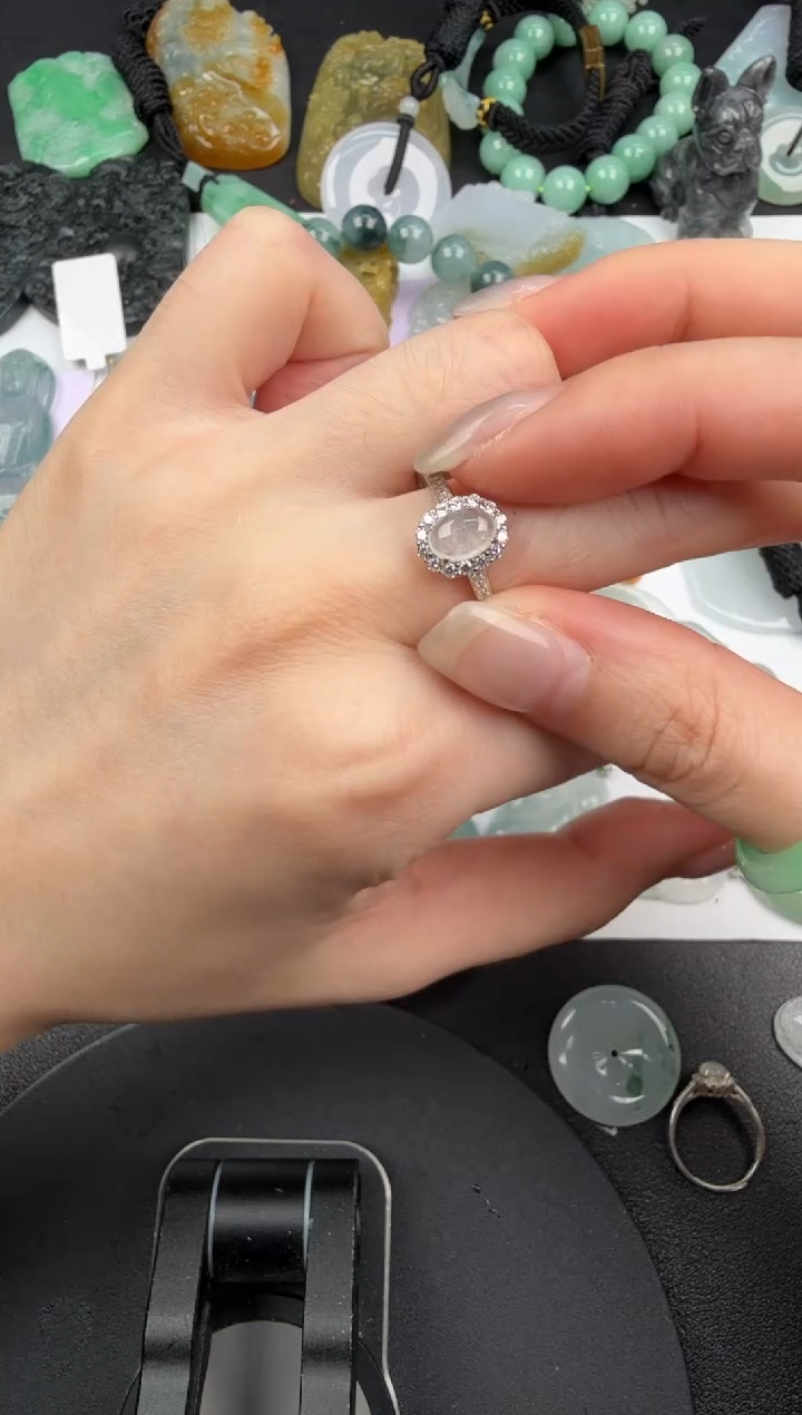 银S925镶嵌戒指翡翠翡翠饰品-264