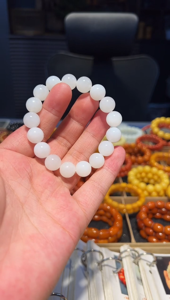 未镶嵌手串和田玉圆珠12+