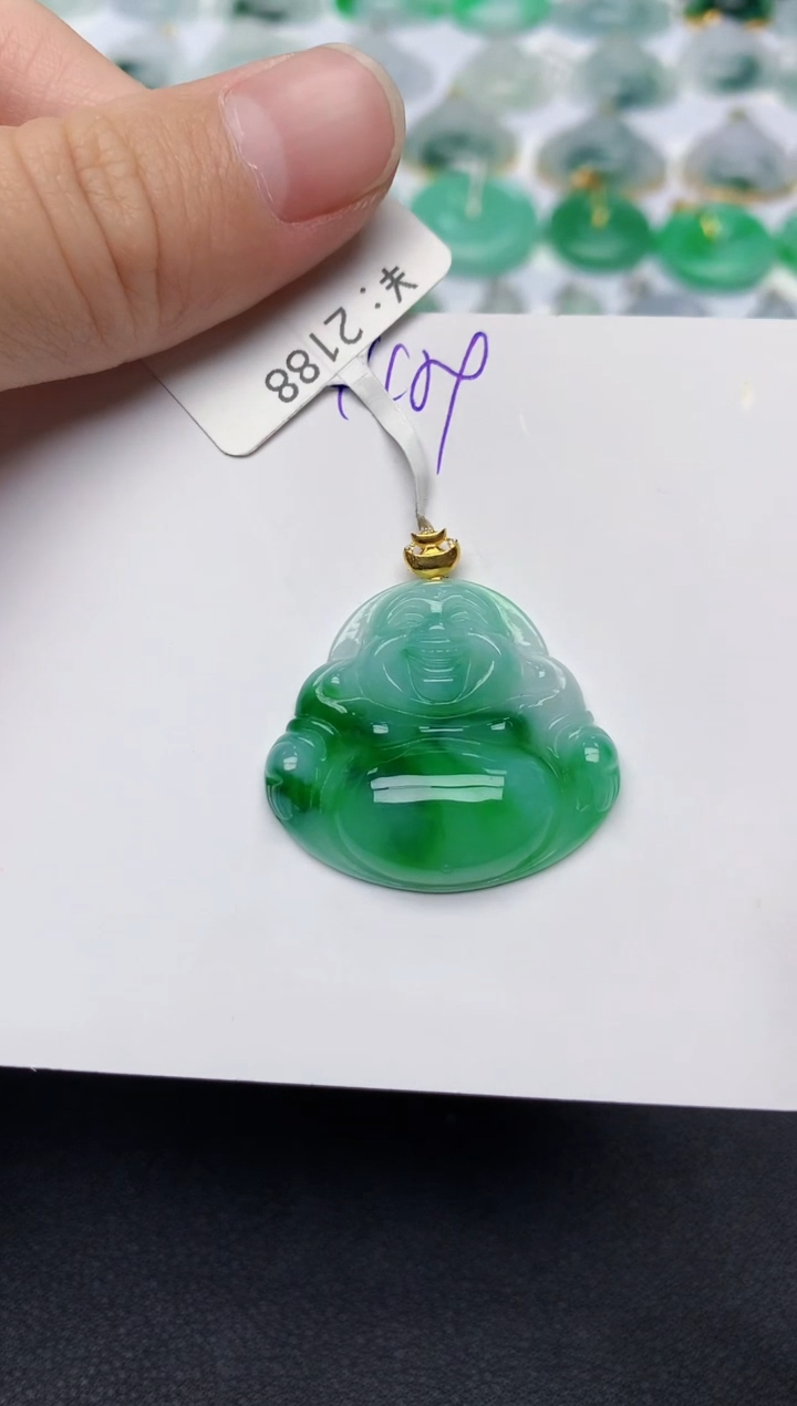 颈饰18K金镶嵌翡翠天然缅甸A货翡翠百元以上9元证书费自理