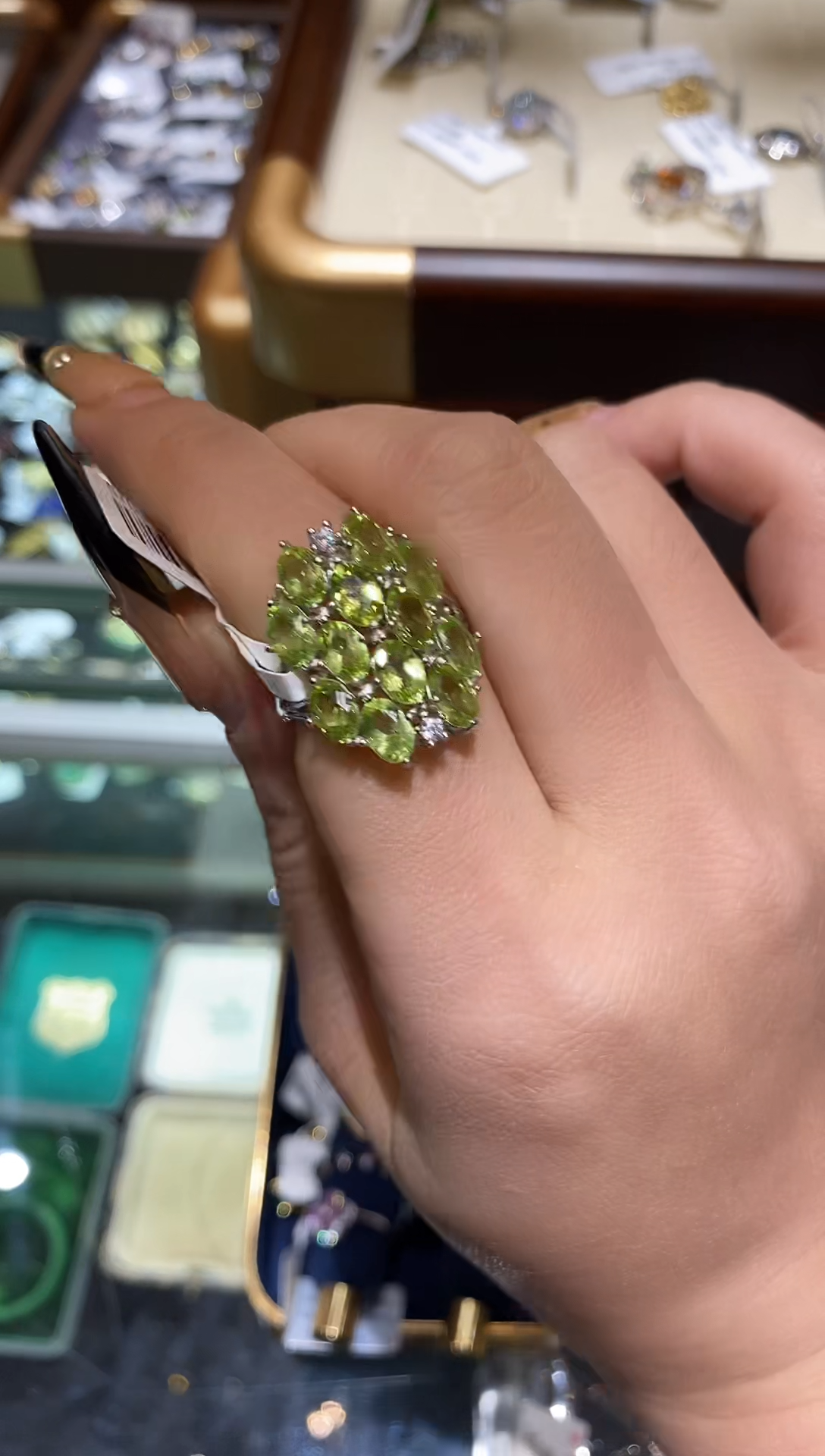 银S925镶嵌戒指橄榄石楚楚珠宝中古甄选不退换