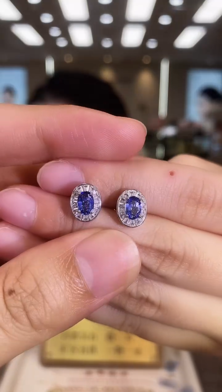 耳饰蓝宝石银S925镶嵌04