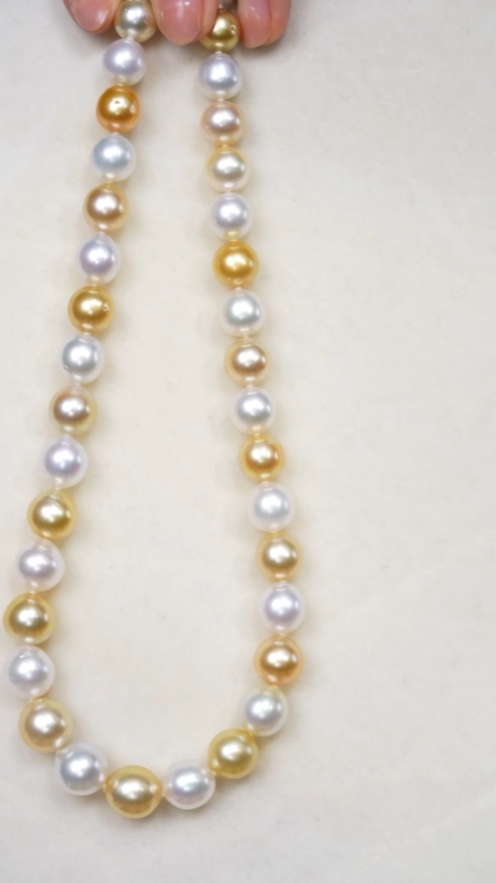 【闪购商品】海水珍珠项链14K金镶嵌混彩9-11mm