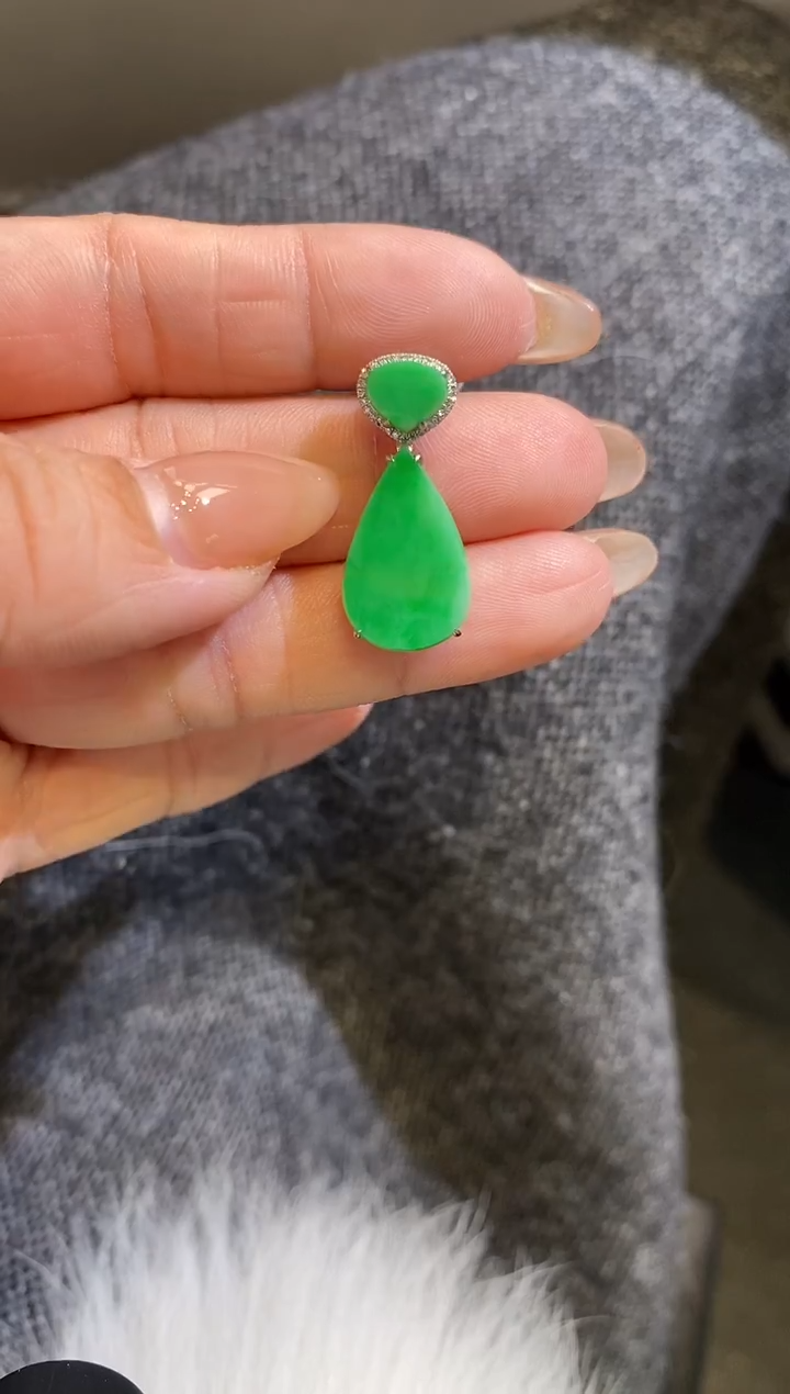 吊坠(不含链)18K金镶嵌翡翠水滴