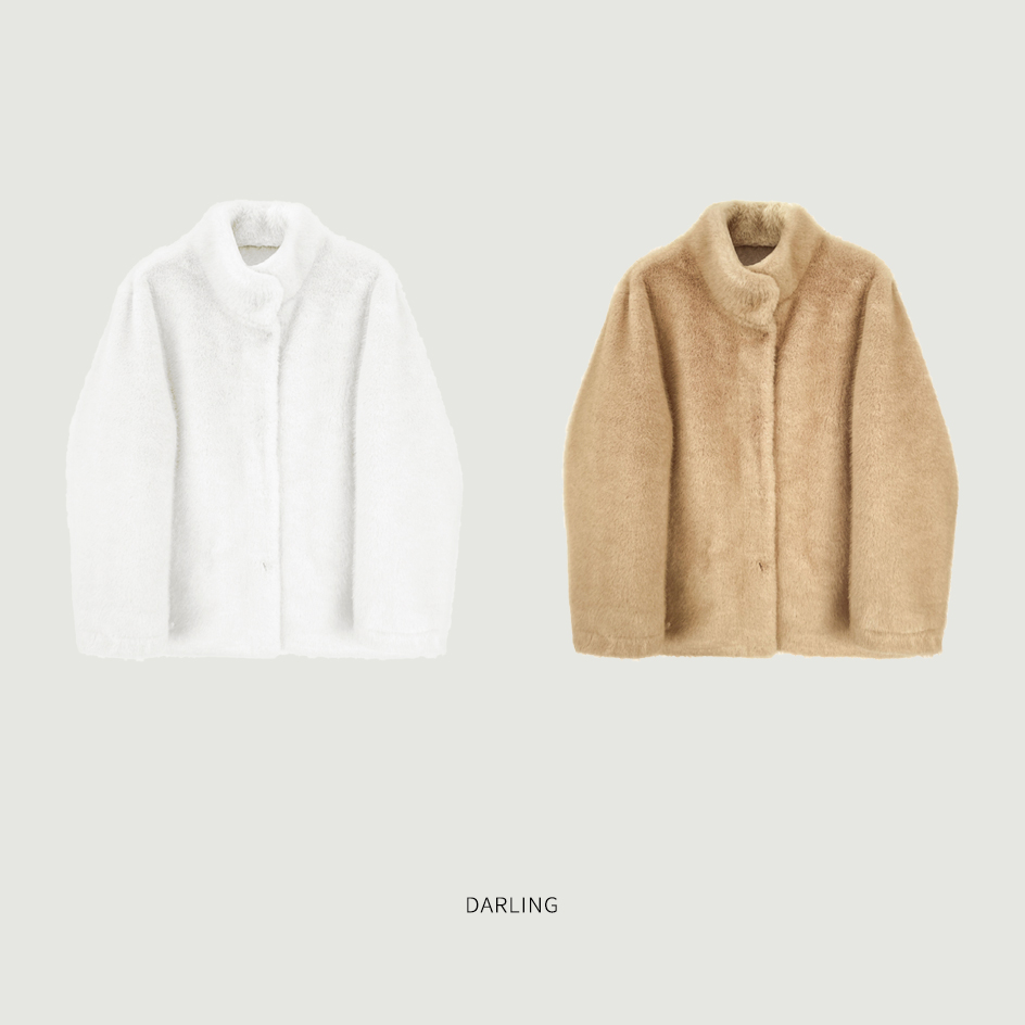 大琳Darling 仿貂毛皮毛一体蓬松保暖立领宽松显瘦领外套