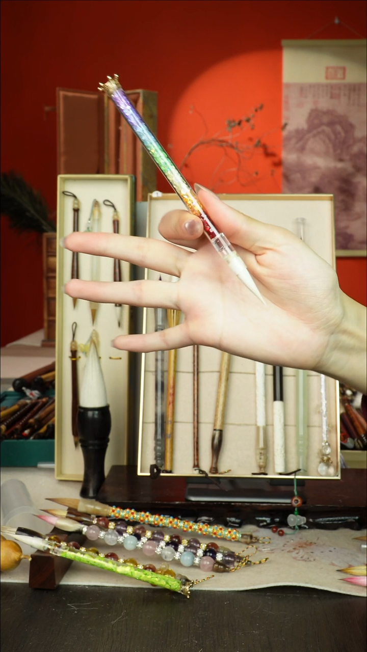 411号闪孤品高货毛笔链接 清水试笔 蘸墨不退