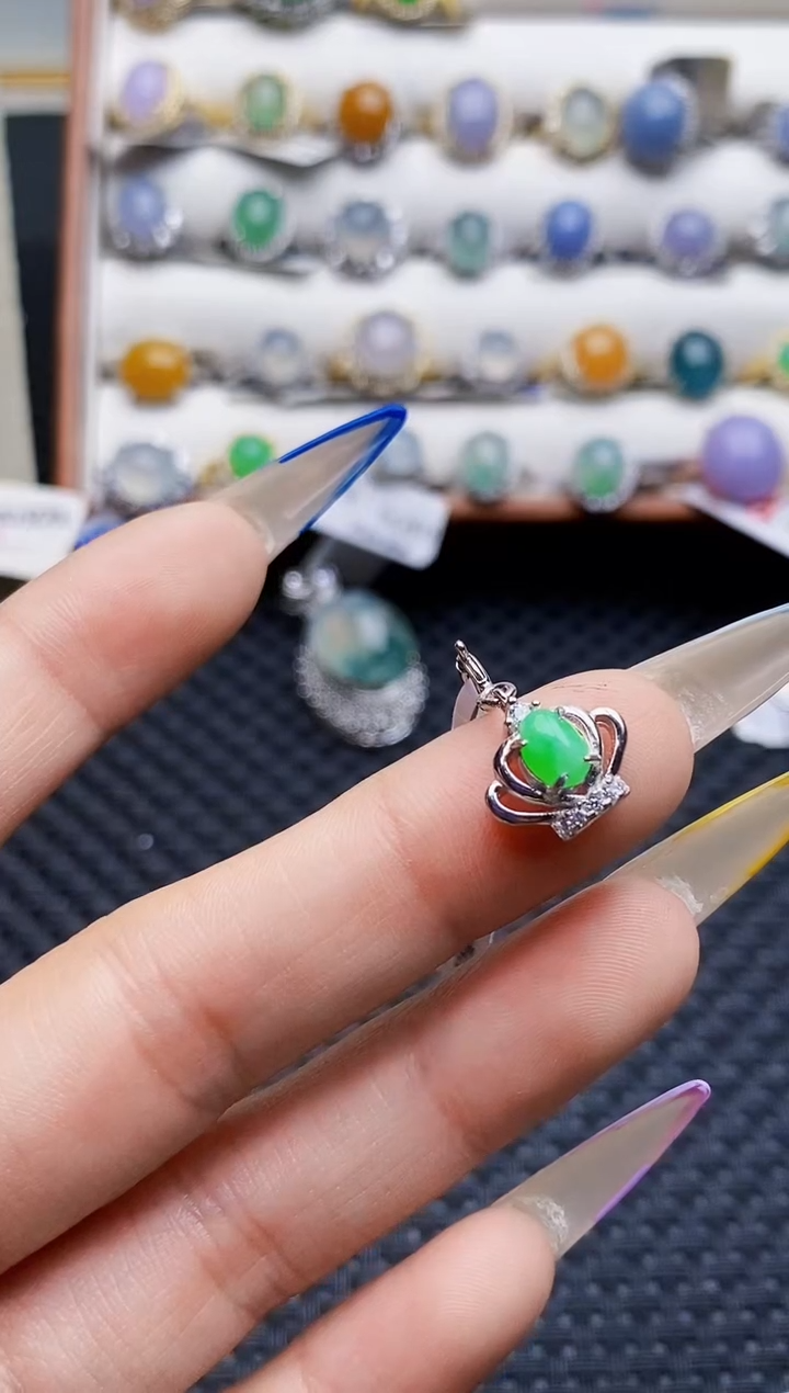 银S925镶嵌戒指翡翠0759