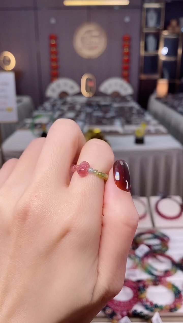 未镶嵌老矿碧玺貔貅戒指碧玺dan多样性发货一条