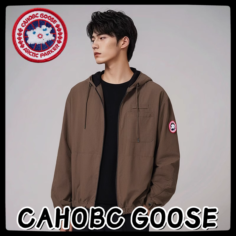 新款CAHOBC GOOSE男士夹克大码外穿飞行员外套连帽废士风工装防风