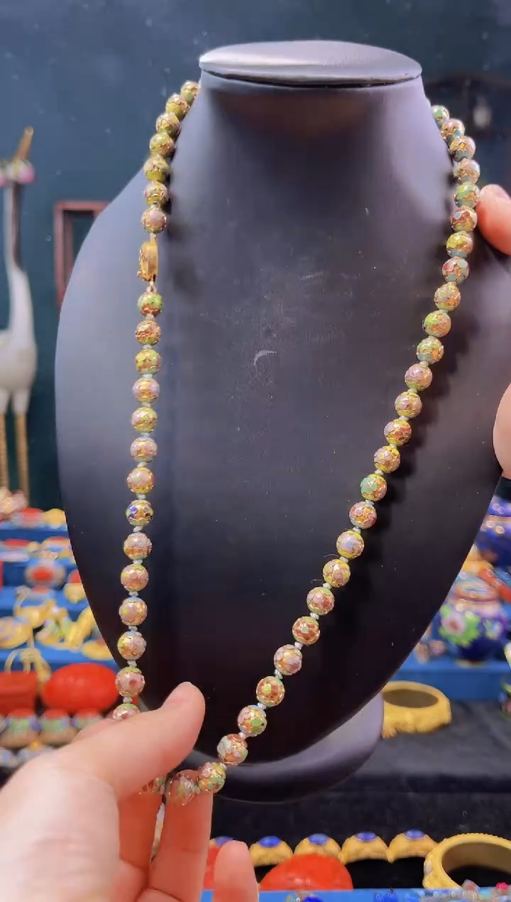 景泰蓝金地项链浅色0.8