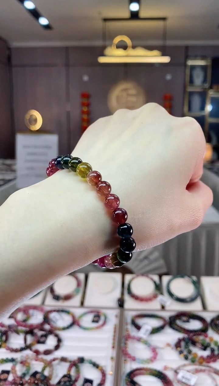 【闪购商品】碧玺收藏级单圈手串7mm+未镶嵌一物一证dan