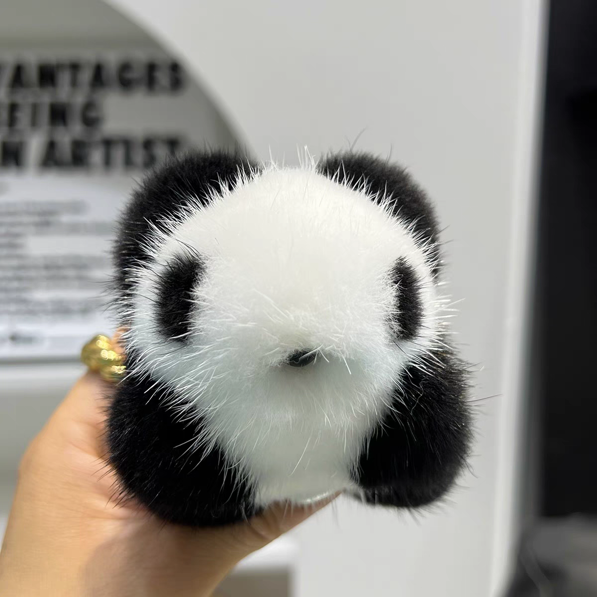真水貂毛熊猫挂饰可爱小熊猫包包汽车挂件