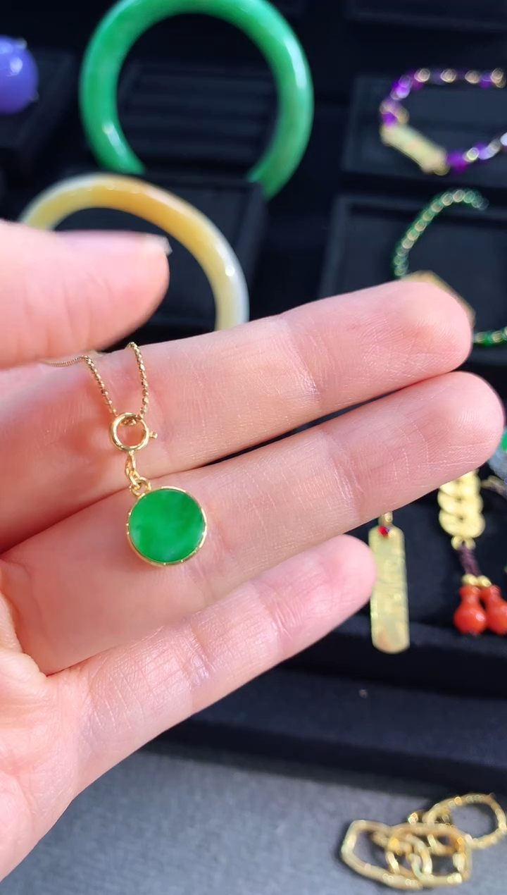 【闪购商品】翡翠吊坠(不含链)18K金镶嵌吊坠