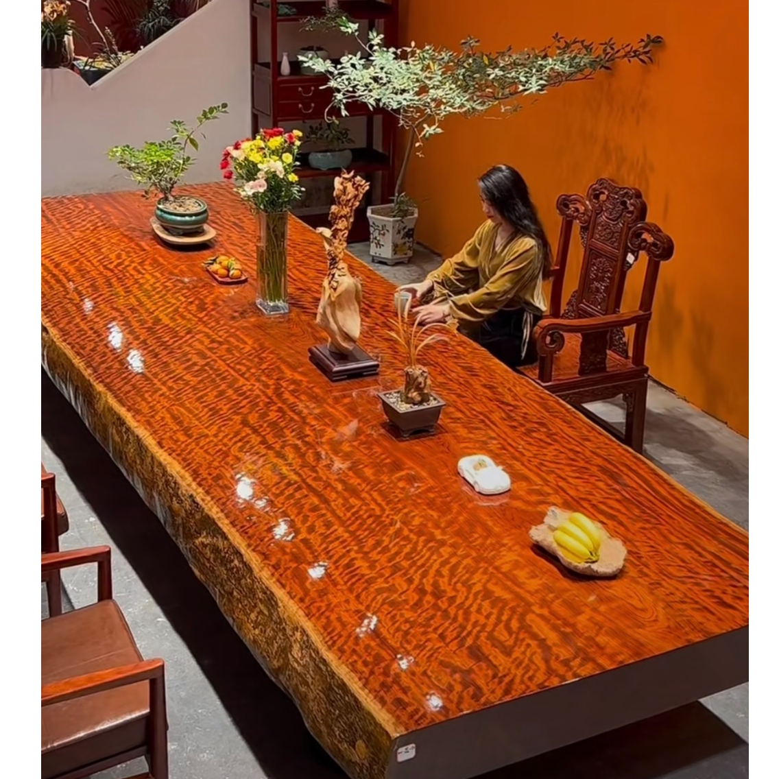 巴花实木大板茶桌 办公桌 阳台茶桌 意向定金
