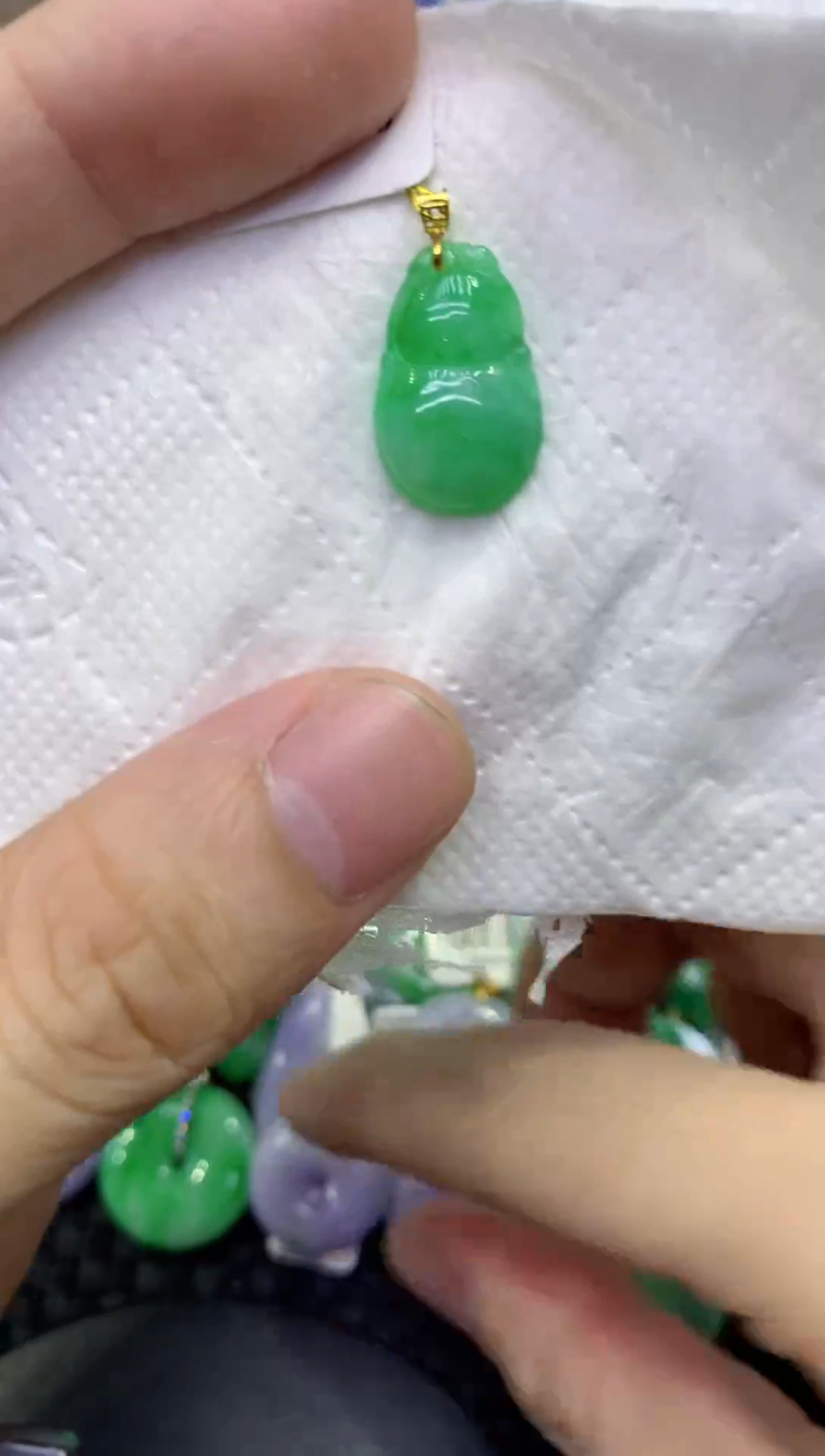 颈饰18K金镶嵌翡翠天然缅甸A货翡翠