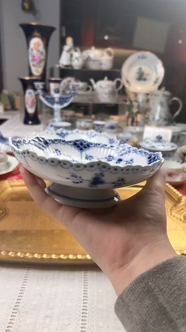 【闪购商品】瓷片哥本哈根半蕾丝高足果盘