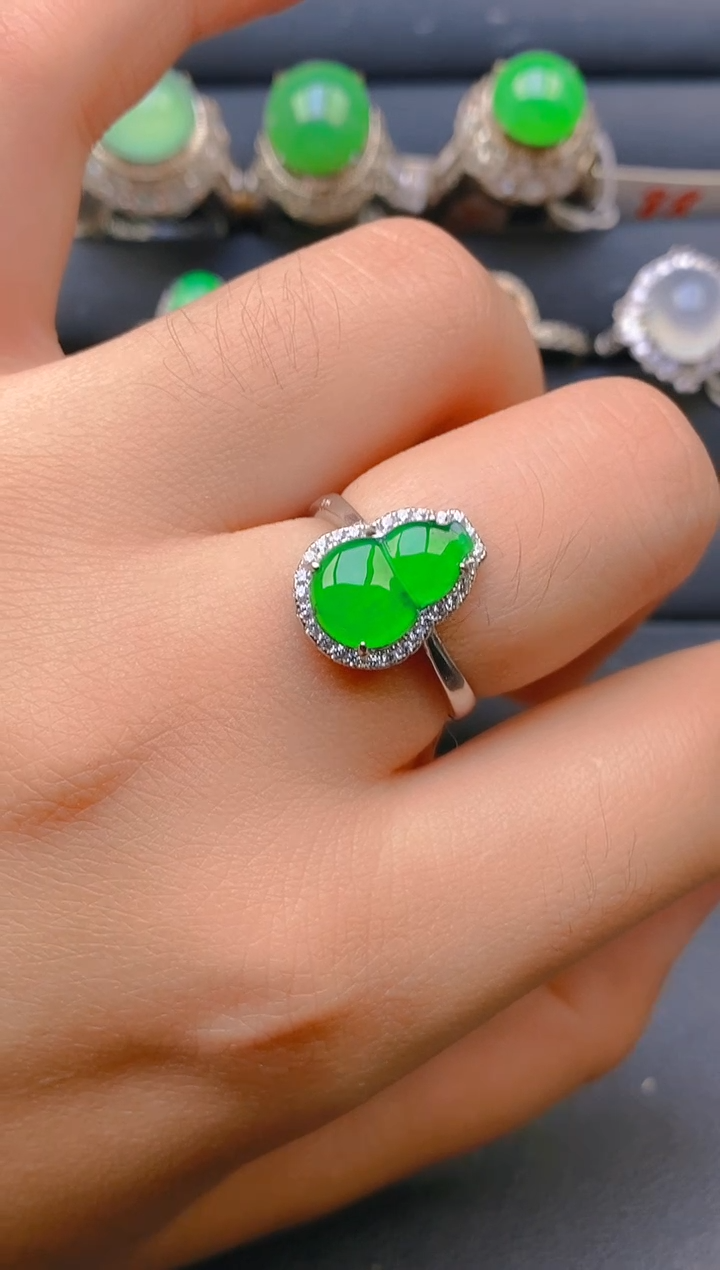 【闪购商品】翡翠戒指银S925镶嵌天然A货翡翠1