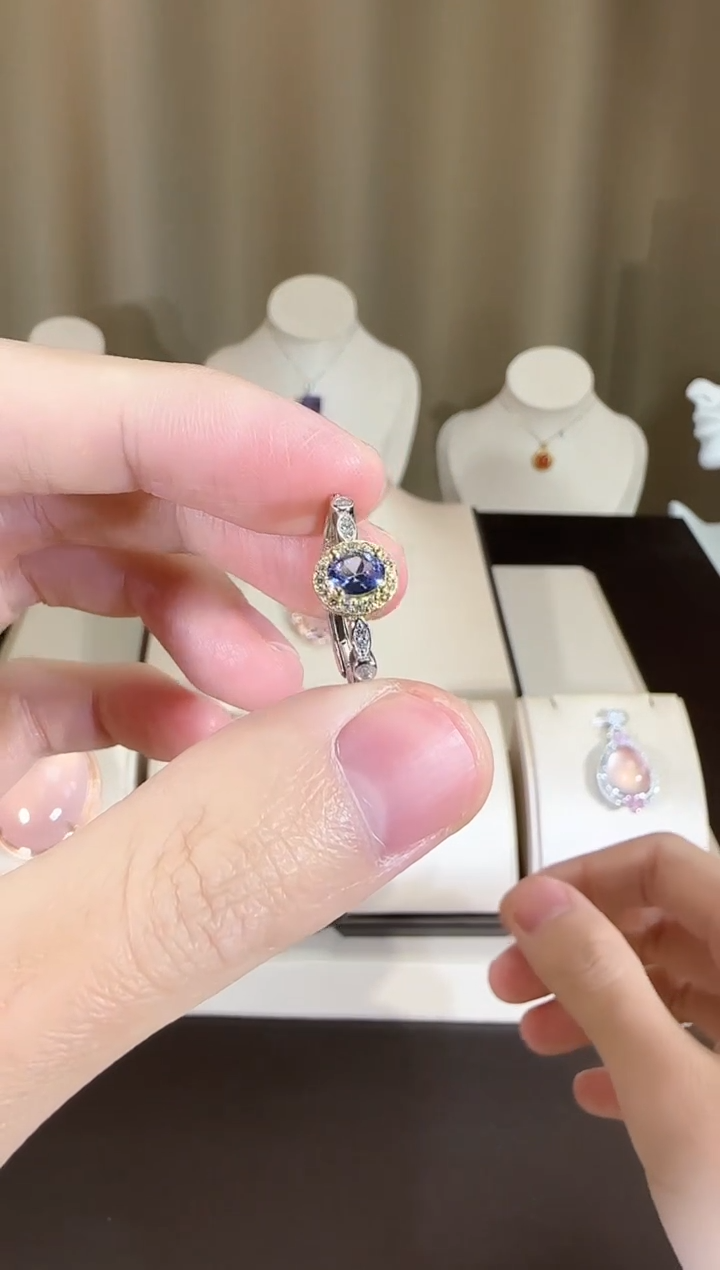 【闪购商品】坦桑石戒指银S925镶嵌精致