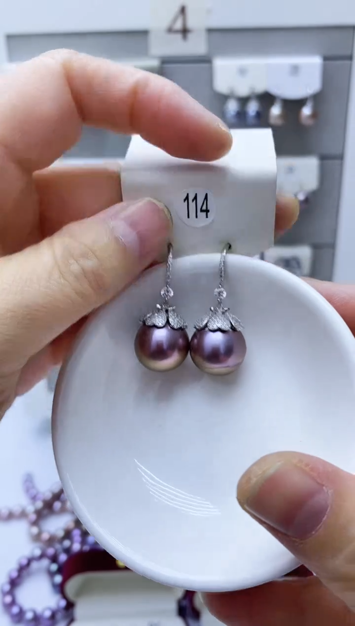 【闪购商品】淡水珍珠耳饰银S925镶嵌114