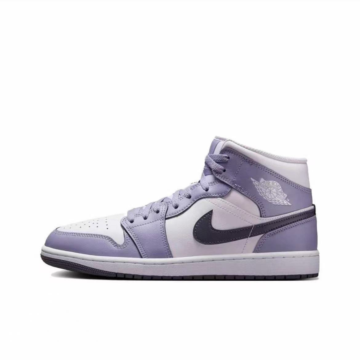 【男子专属】AJ 1 MID 白紫低帮复古篮球鞋 防滑耐磨 DQ8426145