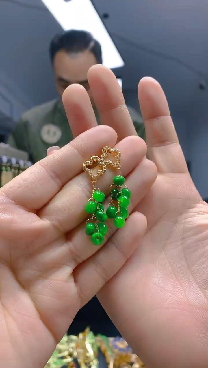 【闪购商品】翡翠耳饰合金234翡翠耳钉