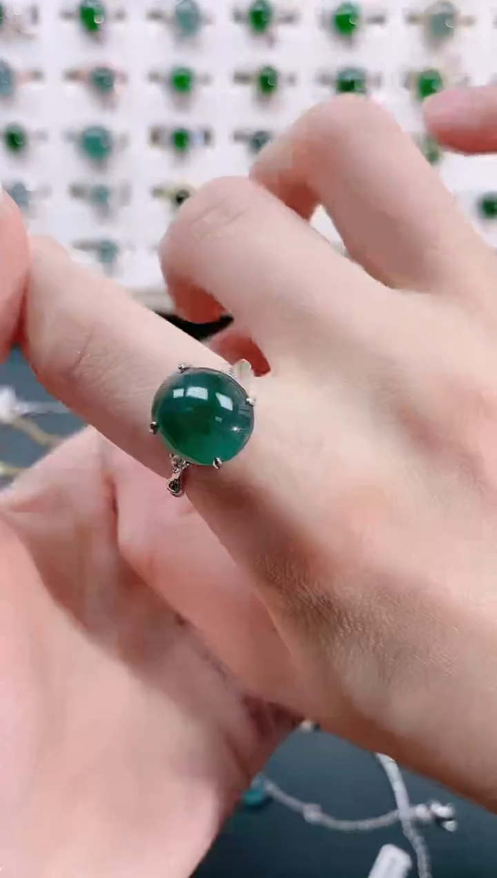 【闪购商品】翡翠戒指银S925镶嵌天然翡翠