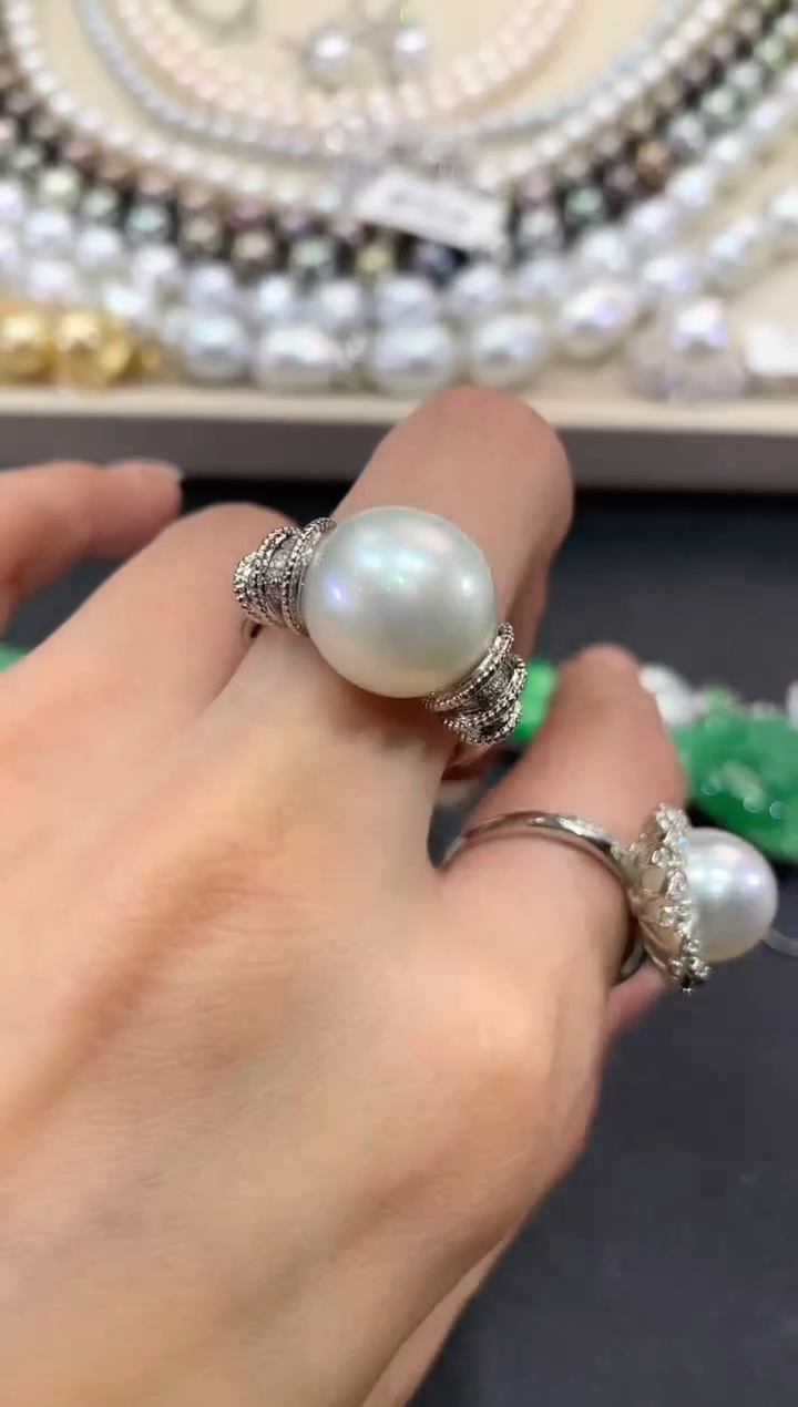 【闪购商品】海水珍珠戒指18K金镶嵌w178     