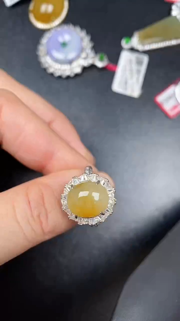 银S925镶嵌戒指翡翠1200