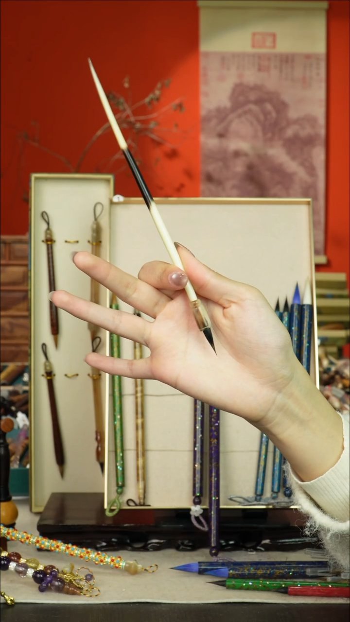 110号闪孤品高货毛笔链接 清水试笔 蘸墨不退