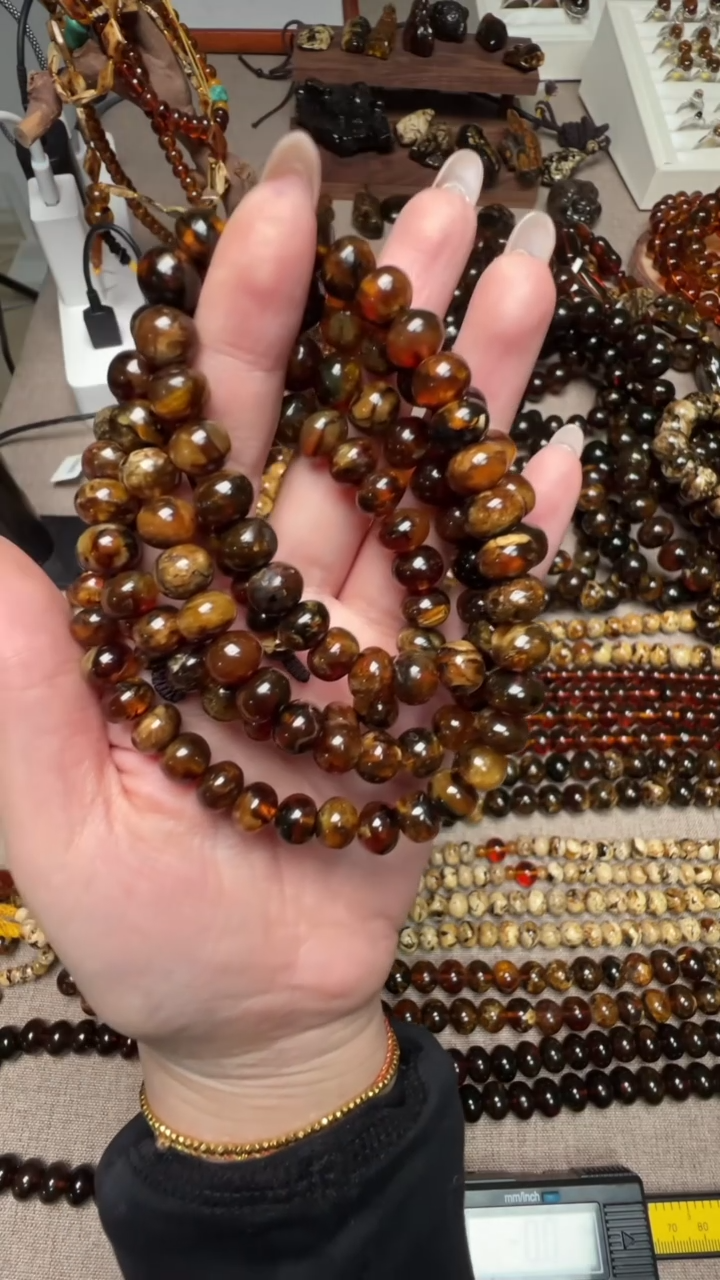 【闪购商品】琥珀手链未镶嵌抚顺琥珀黑花